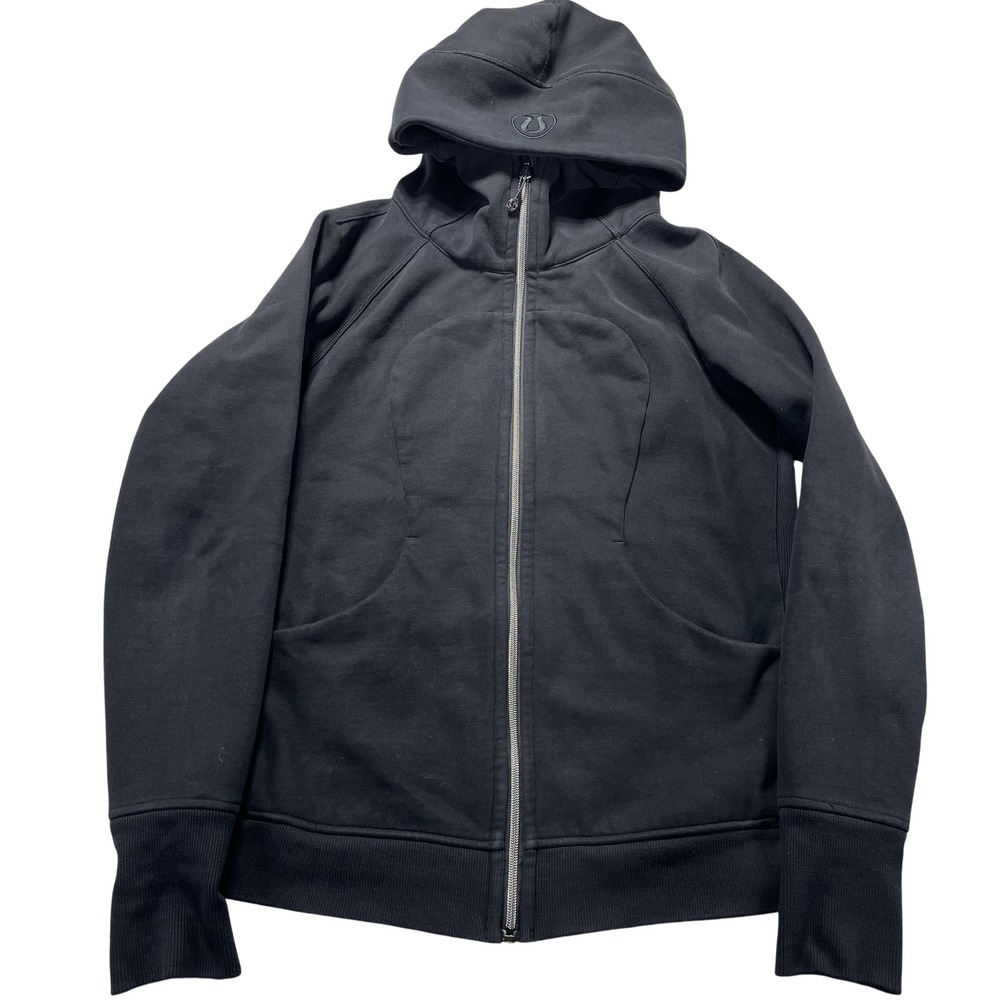 Lululemon Scuba Hoodie Womens 12 Black Full Zip Fleece Sweatshirt Thumbholes